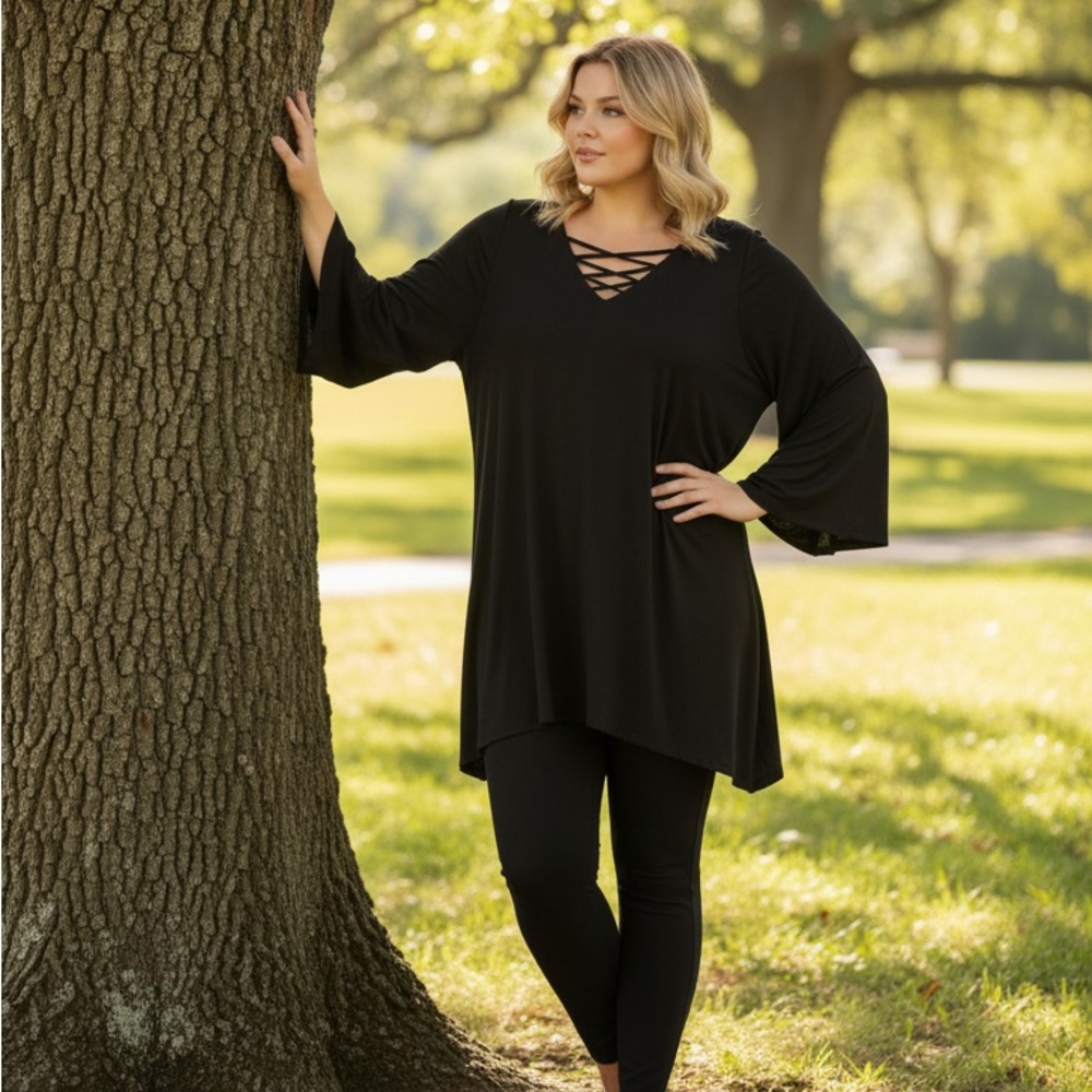 Avenue Black Asymmetrical Top